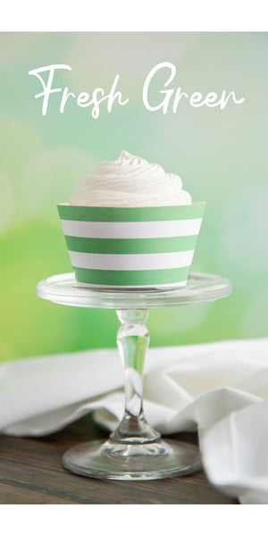 Medium Green Striped Printable Cupcake Wrapper - Printable Digital Download by Greengate Images
