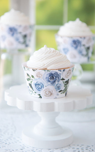MINI Dusty Blue Rose Cupcake Wrappers - Printable Digital Download by Greengate Images