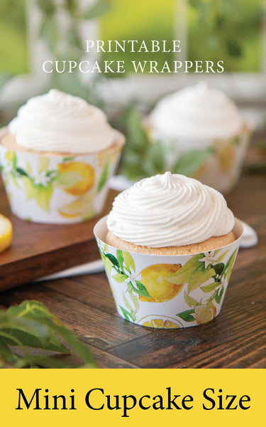 MINI Lemons and Blossoms Cupcake Wrappers - Printable Digital Download by Greengate Images