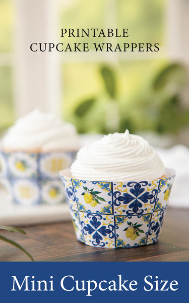 MINI Lemons/Blue Tile Cupcake Wrapper Duo - Printable Digital Download by Greengate Images