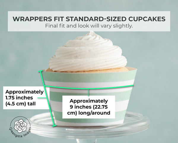Mint Striped Printable Cupcake Wrapper - Printable Digital Download by Greengate Images