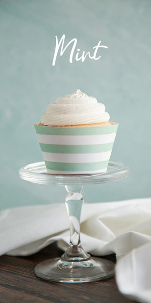 Mint Striped Printable Cupcake Wrapper - Printable Digital Download by Greengate Images
