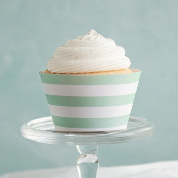 Mint Striped Printable Cupcake Wrapper - Printable Digital Download by Greengate Images