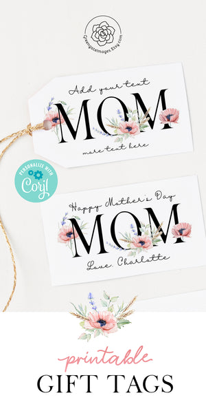 Mother's Day Gift Tags - Pink Poppies