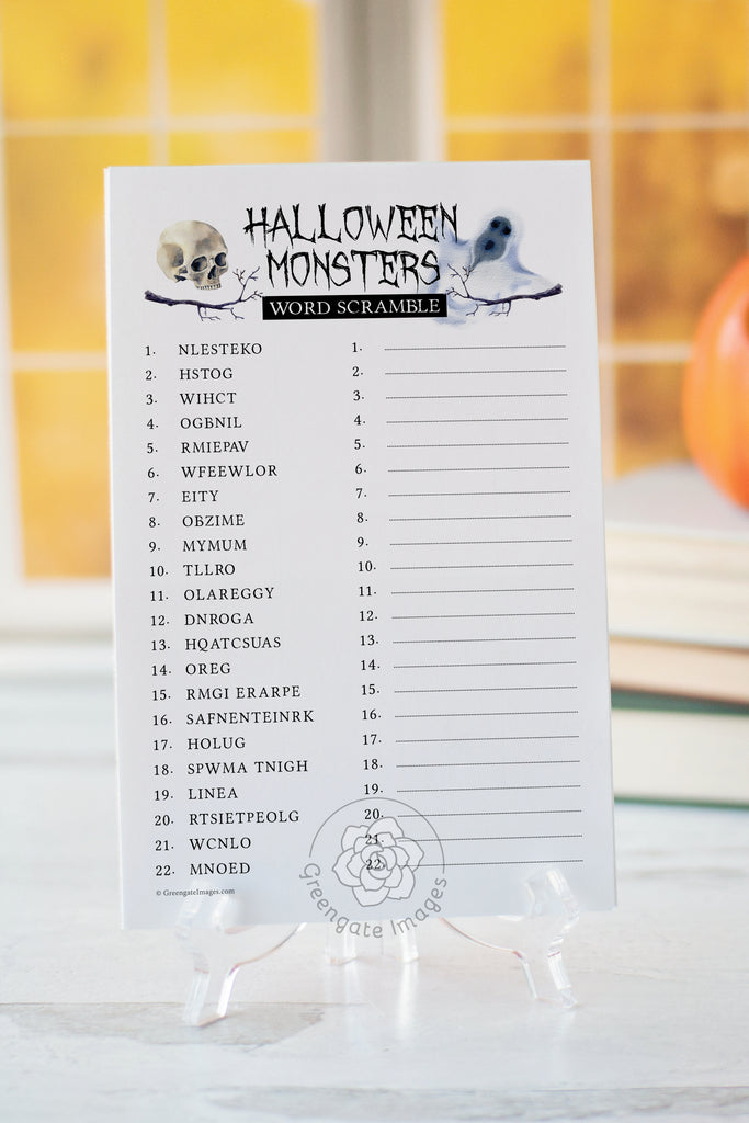 list of halloween monsters Halloween Monsters Word Scramble – Greengate Images
