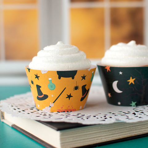 Witch & Stars Halloween Cupcake Wrapper Duo