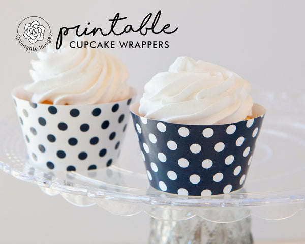 Navy Blue Polka Dot Cupcake Wrappers
