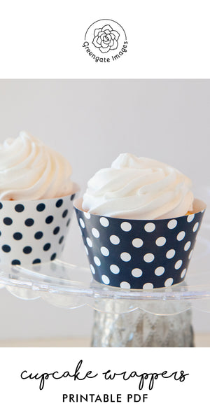 Navy Blue Polka Dot Cupcake Wrappers