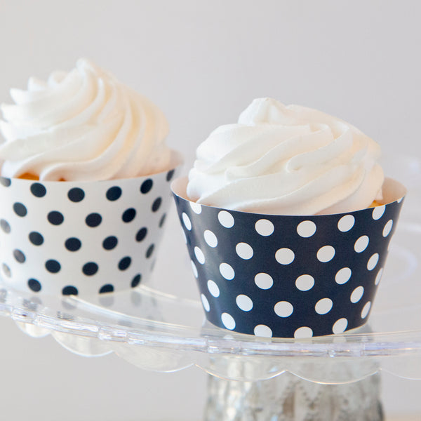 Navy Blue Polka Dot Cupcake Wrappers