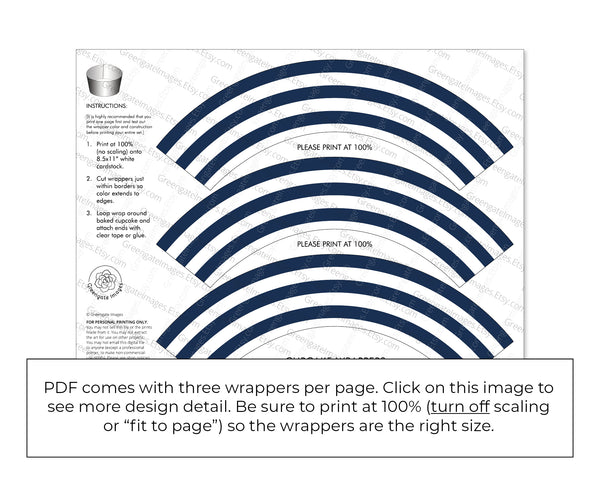 Navy Stripe Cupcake Wrapper - Greengate Images