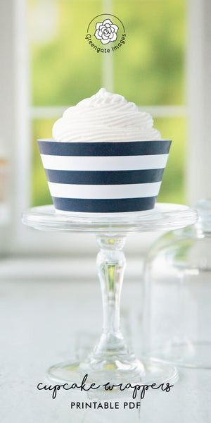 Navy Stripe Cupcake Wrapper - Greengate Images