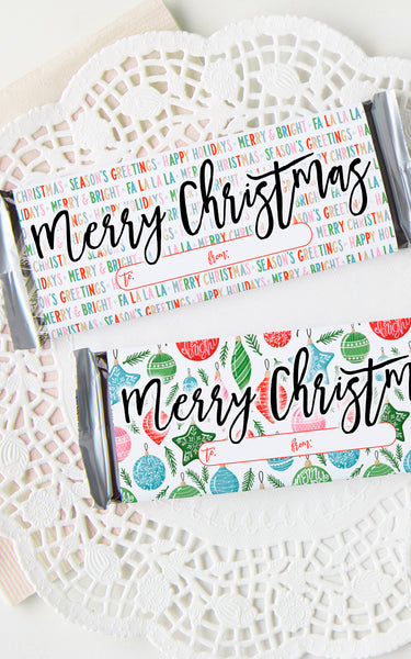 Christmas Candy Bar Wrapper Duo - Snowflakes and Colorful Mix - Greengate Images