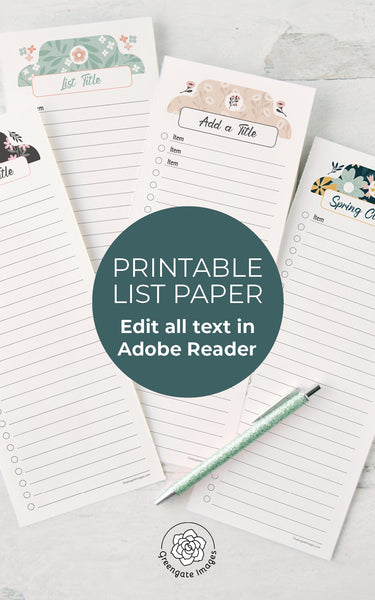 Printable List Paper - Cute Florals