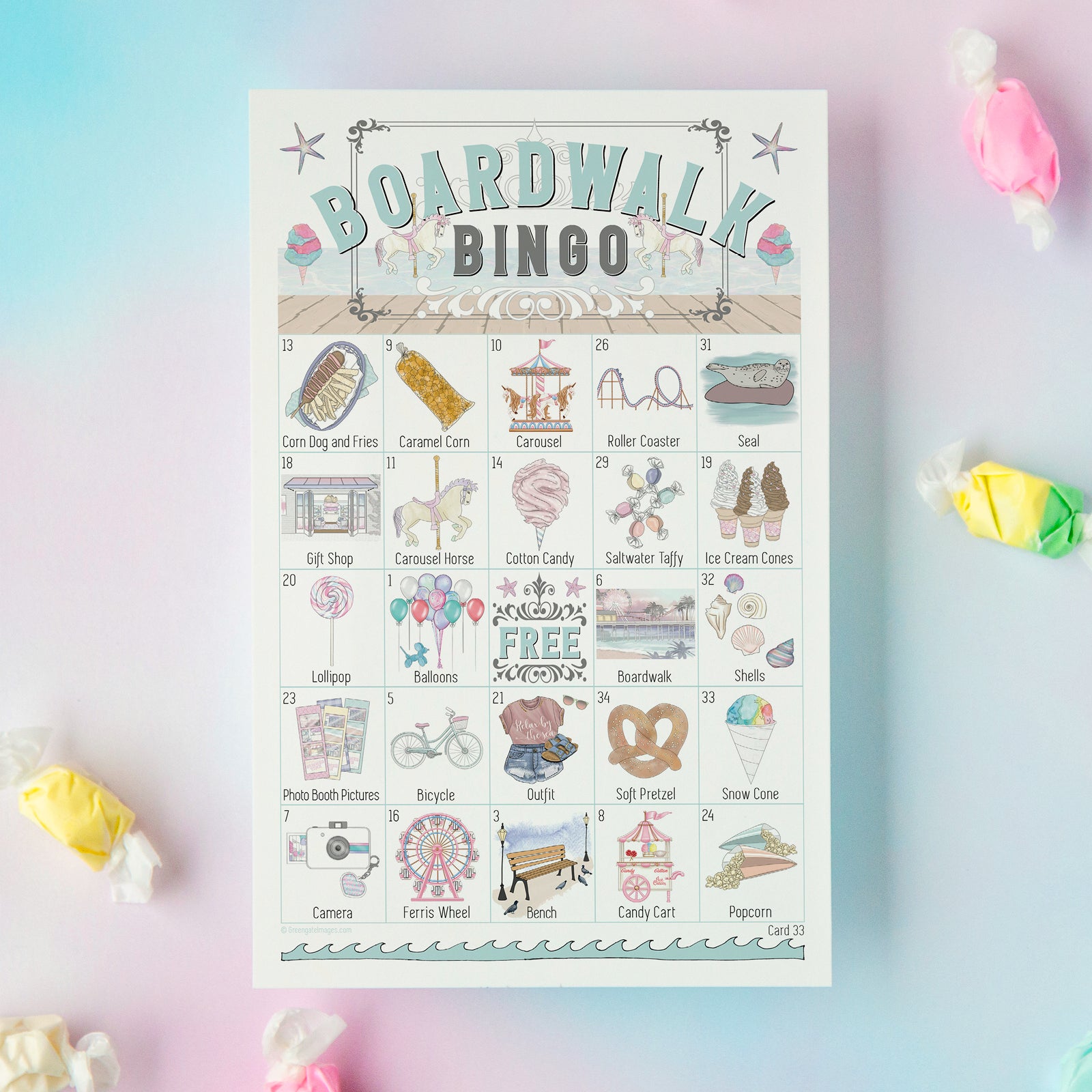 Beach Boardwalk Bingo - Printable Digital Download by Greengate Images