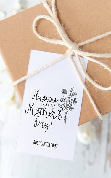Mother's Day Gift Tag - Black and White Floral