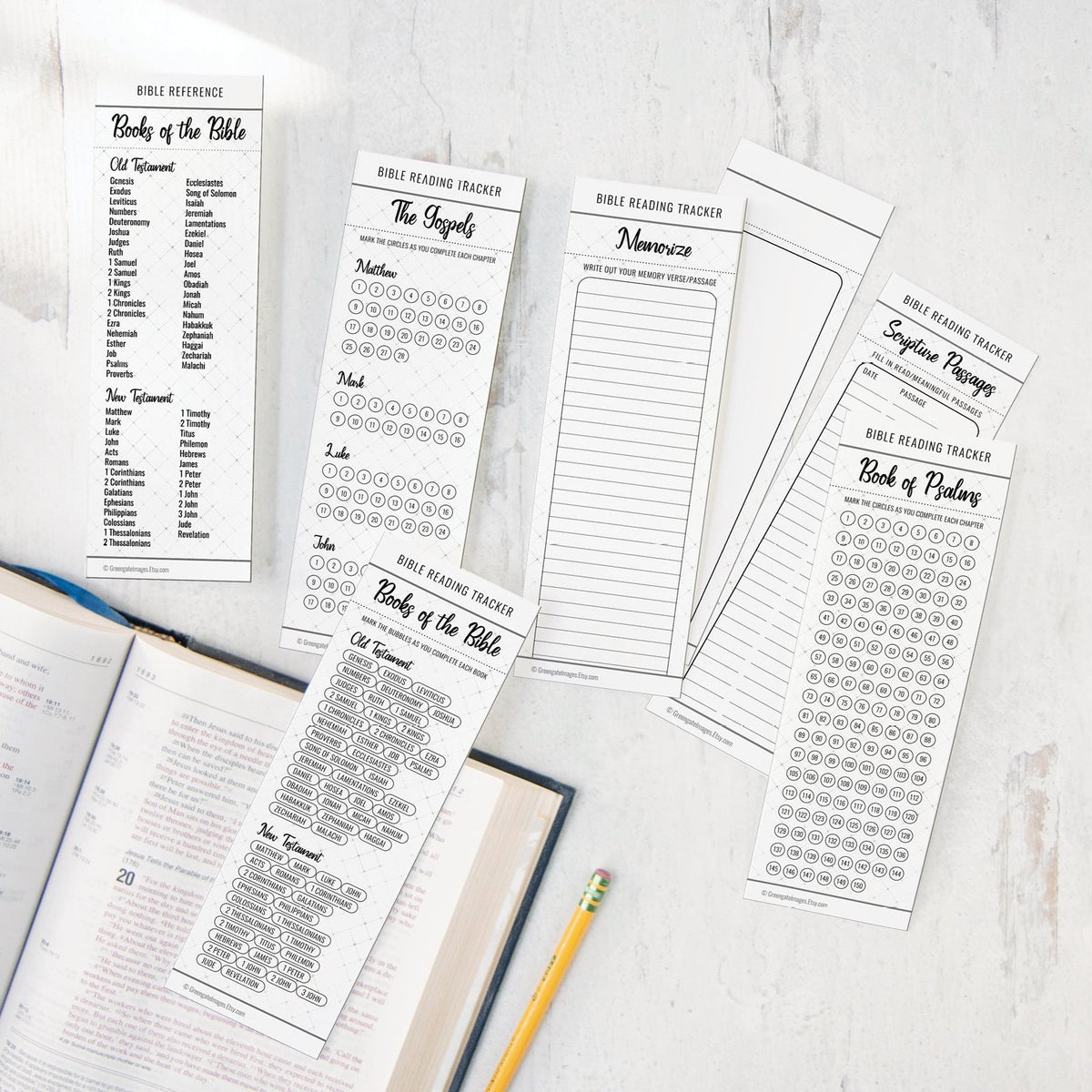 Bible Bookmark Set - Black And White – Greengate Images