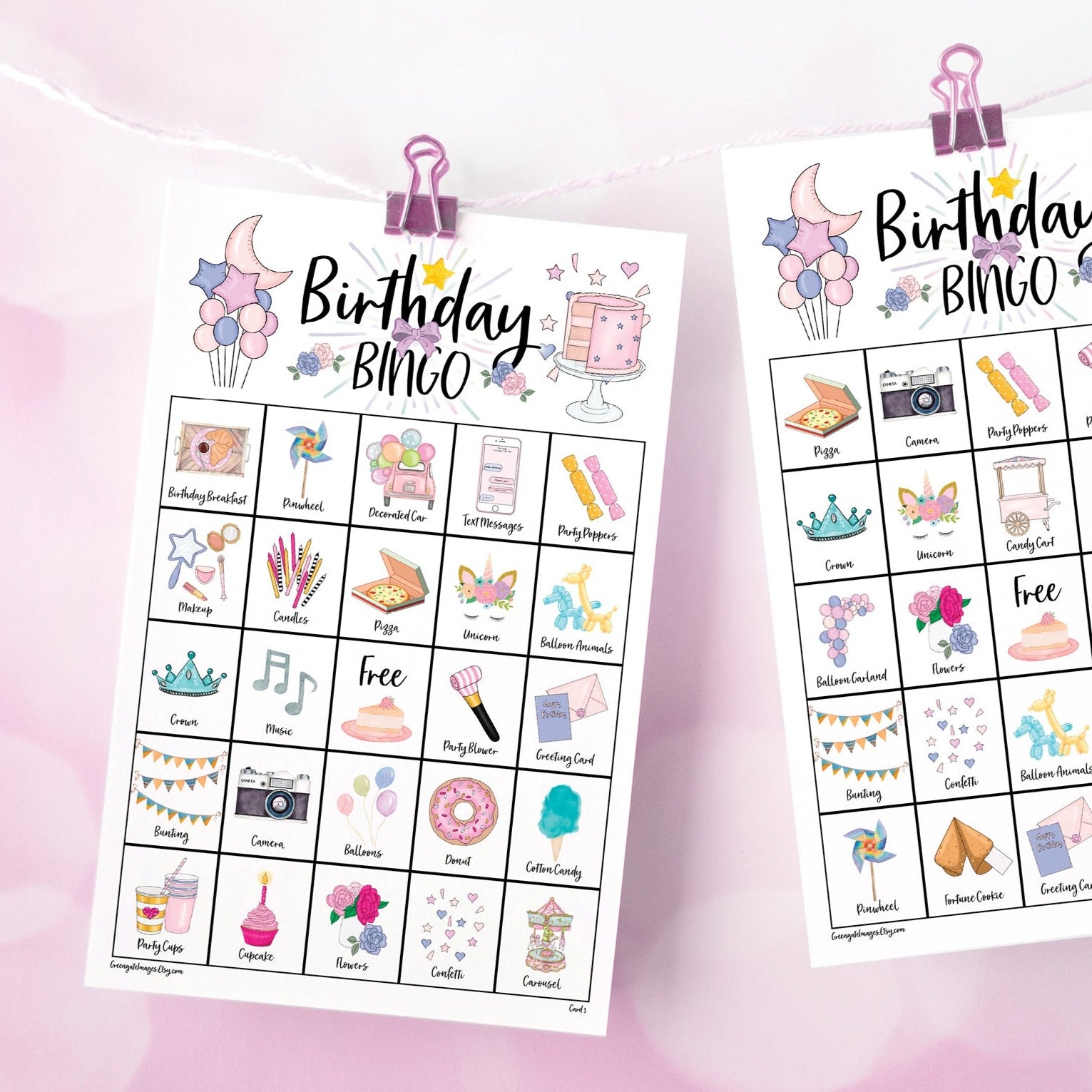 Birthday Bingo - Feminine Pink