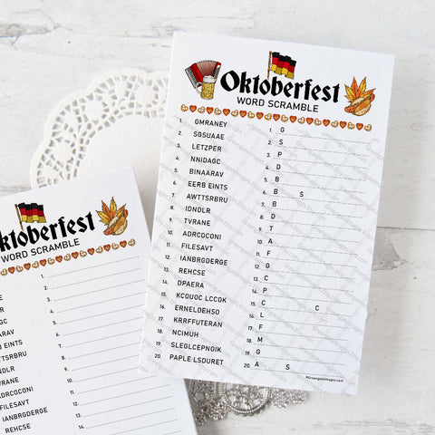 Oktoberfest Word Scramble