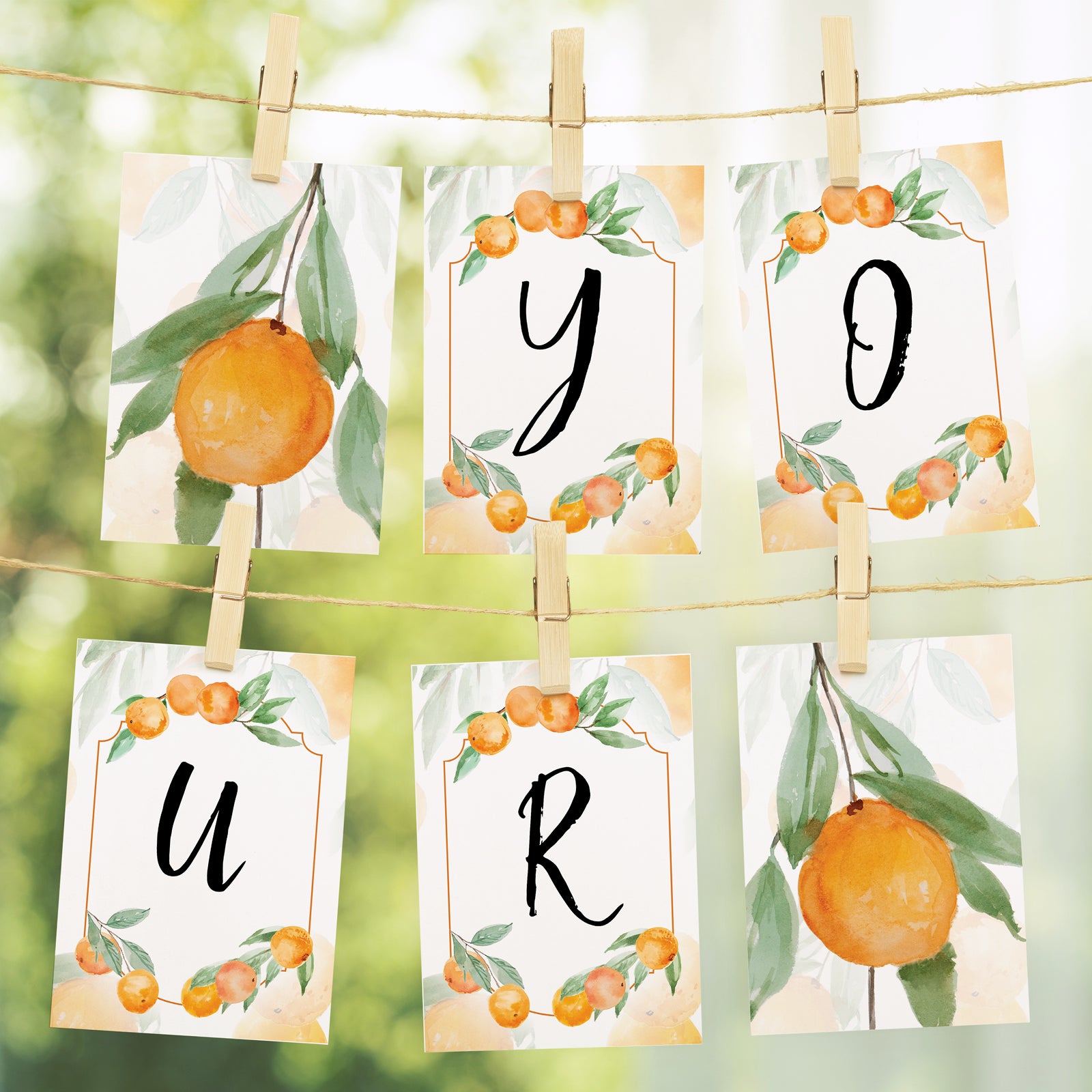 Oranges & Leaves Message Banner - Printable Digital Download by Greengate Images