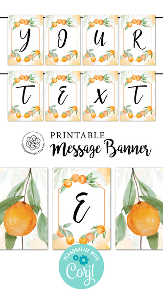 Oranges & Leaves Message Banner - Printable Digital Download by Greengate Images