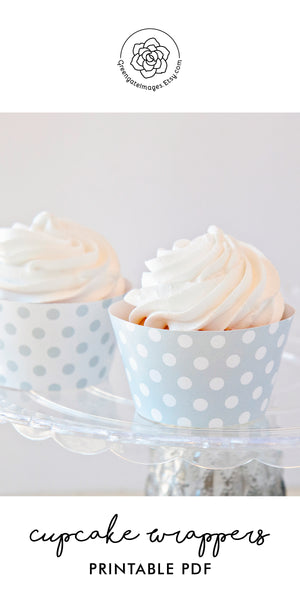 Pale Gray Polka Dot Cupcake Wrappers - Printable Digital Download by Greengate Images