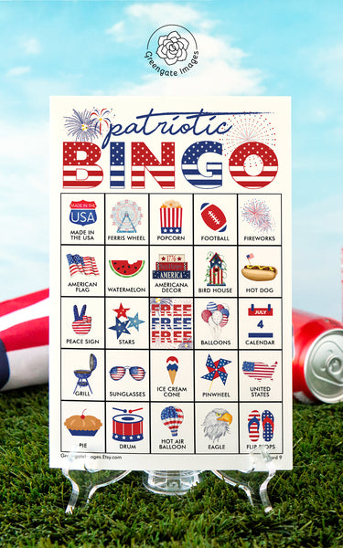 Patriotic Bingo Cards - Color - Greengate Images