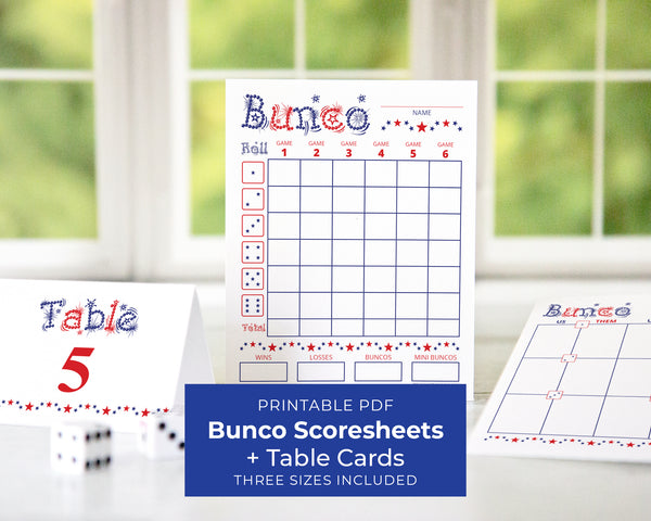 Bunco Scorecard Set - Patriotic - Greengate Images