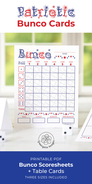 Bunco Scorecard Set - Patriotic - Greengate Images