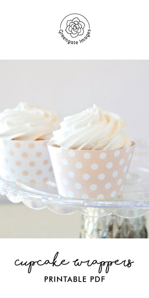 Pale Peach Polka Dot Cupcake Wrappers - Printable Digital Download by Greengate Images