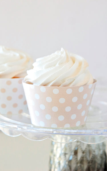 Pale Peach Polka Dot Cupcake Wrappers - Printable Digital Download by Greengate Images