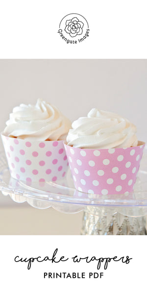 Pink Polka Dot Cupcake Wrappers - Printable Digital Download by Greengate Images