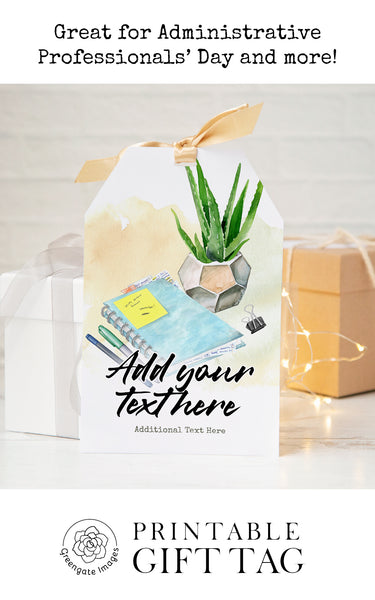 Jumbo Administrative Professionals' Day Gift Tag - Planner and Aloe Plant