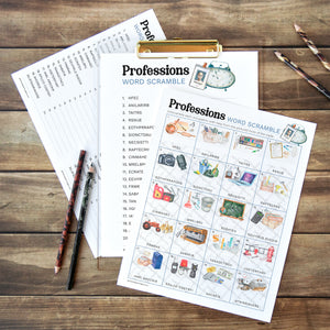 Labor Day (Professions) Word Scramble with Pictures