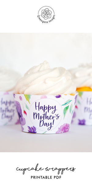 Mother's Day Cupcake Wrappers - Purple Floral