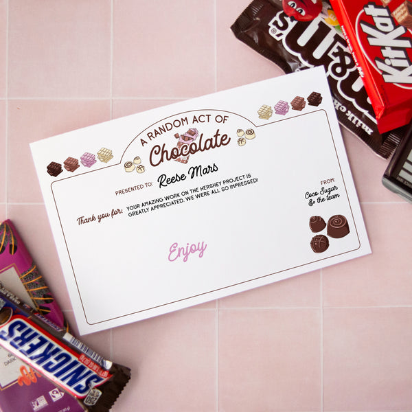 Random Act of Chocolate Certificate Template - Printable Digital Download by Greengate Images