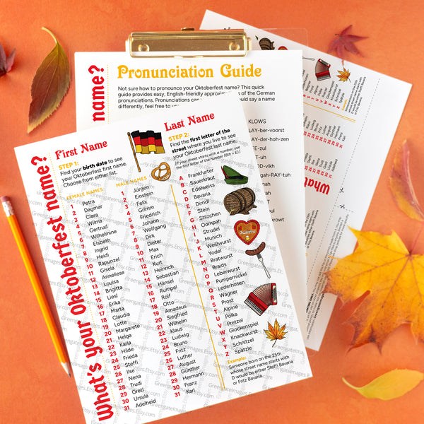 Oktoberfest Name Generator - Red and Gold - Printable Digital Download by Greengate Images