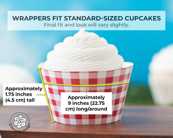Red Gingham Cupcake Wrapper - Printable Digital Download by Greengate Images