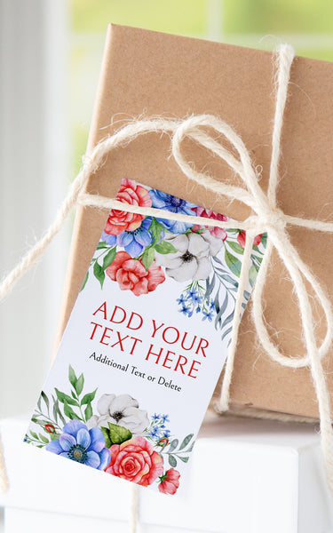 Red, White, and Blue Floral Gift Tag - Greengate Images