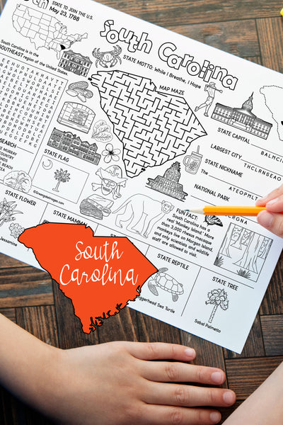 South Carolina Activity Page - Printable Digital Download by Greengate Images