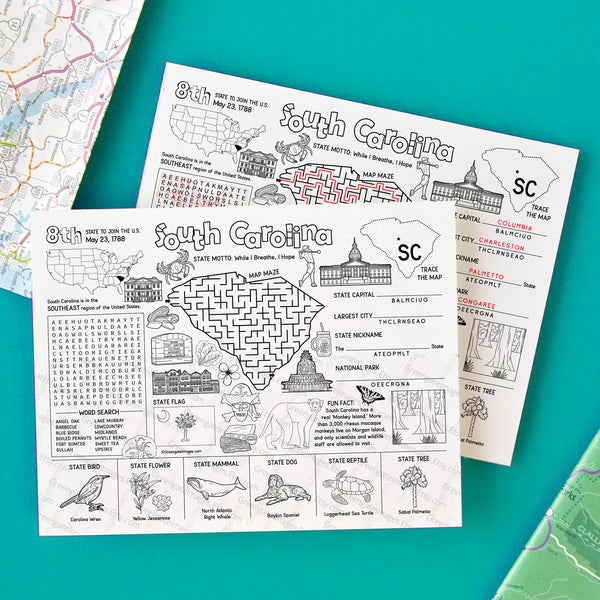 South Carolina Activity Page - Printable Digital Download by Greengate Images