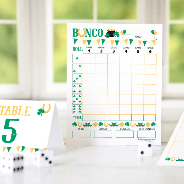 St. Patrick's Day Bunco Scorecard Set - Printable Digital Download by Greengate Images