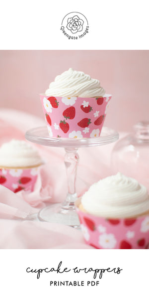 Strawberry Cupcake Wrapper - Printable Digital Download by Greengate Images