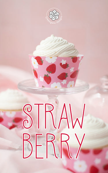 Strawberry Cupcake Wrapper - Printable Digital Download by Greengate Images