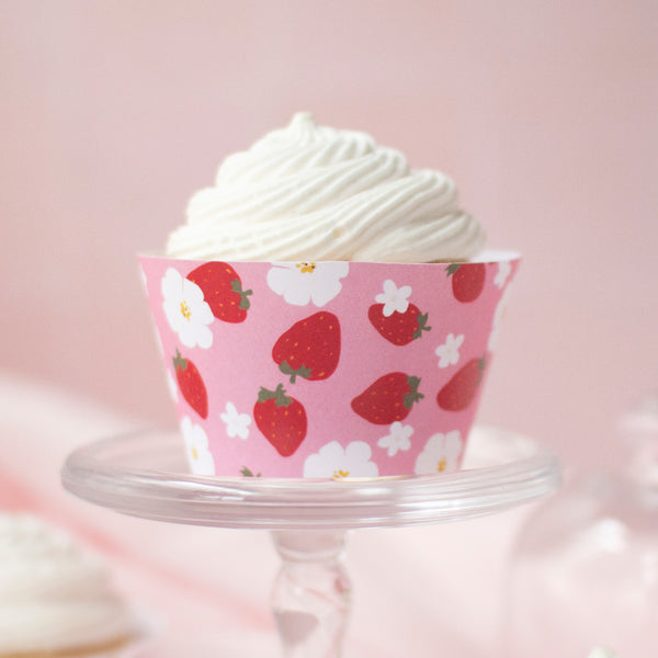 Strawberry Cupcake Wrapper - Printable Digital Download by Greengate Images