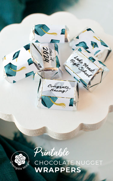 Teal Cap Graduation Nugget Wrappers