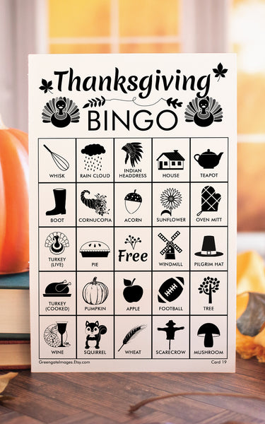 Thanksgiving Bingo - Black and White