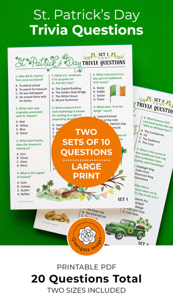 St. Patrick's Day Trivia Questions - Printable Digital Download by Greengate Images