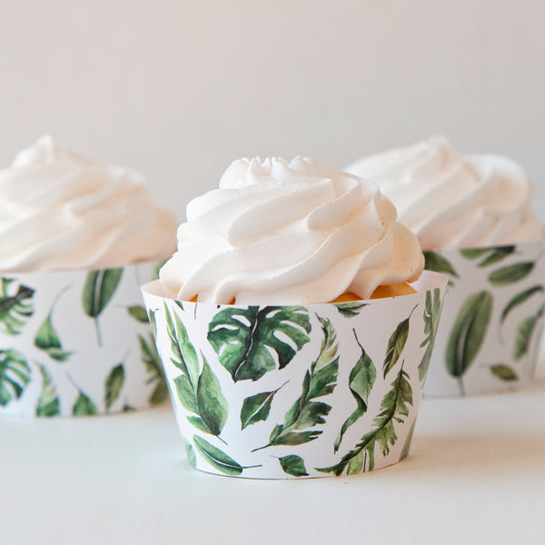 Tropical Leaves Cupcake Wrapper - Printable Digital Download by Greengate Images