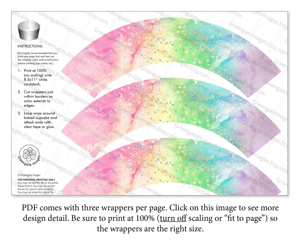 Pastel Color Wrapper Pastel Rainbow Cupcake Wrapper – Greengate Images