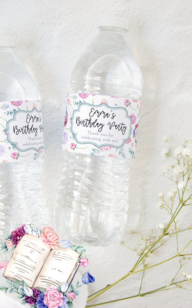 Floral Books Water Bottle Label - Greengate Images